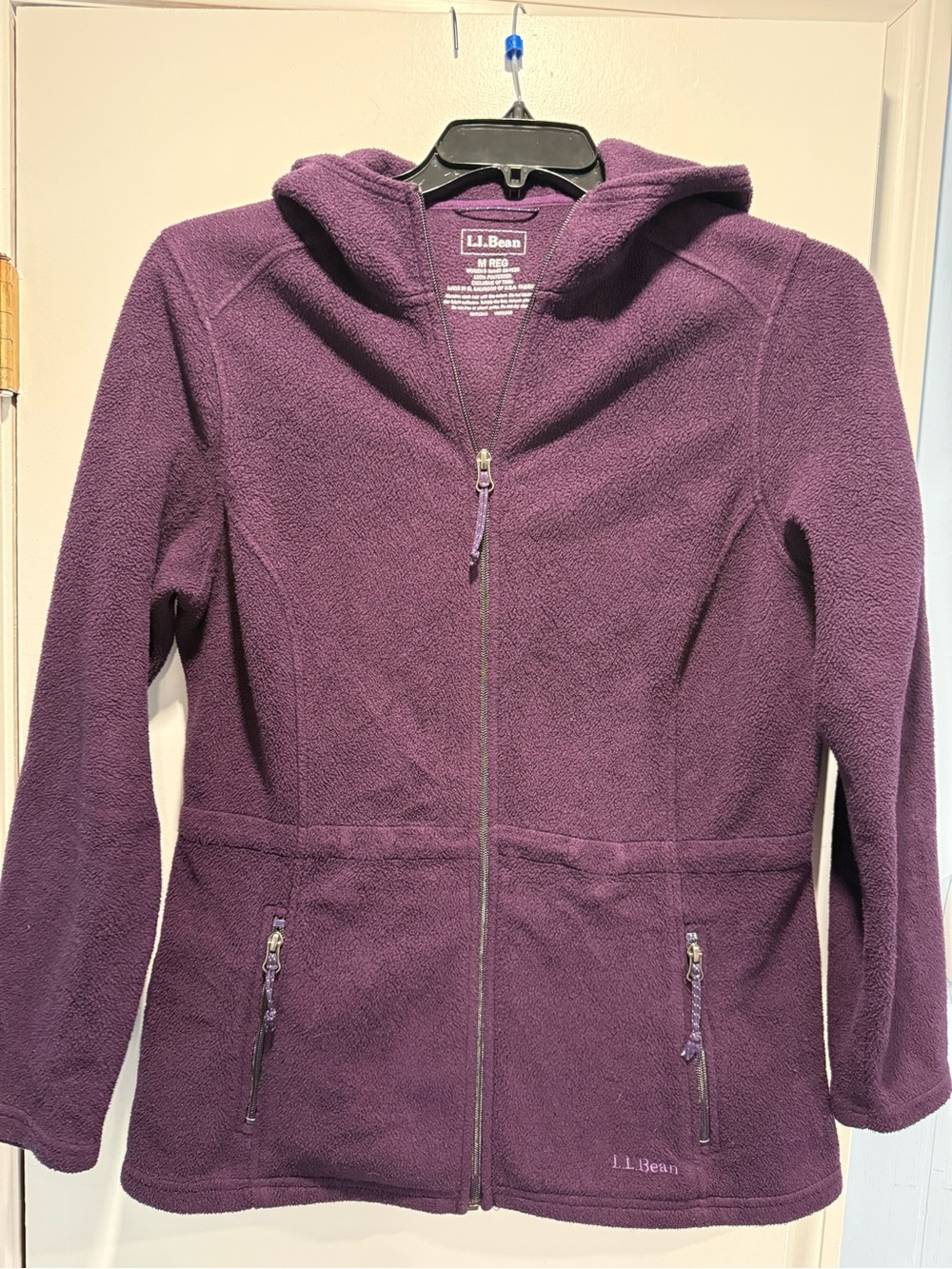 L.L.Bean Women’s Medium Purple Hooded Fleece Jacket Full Zip